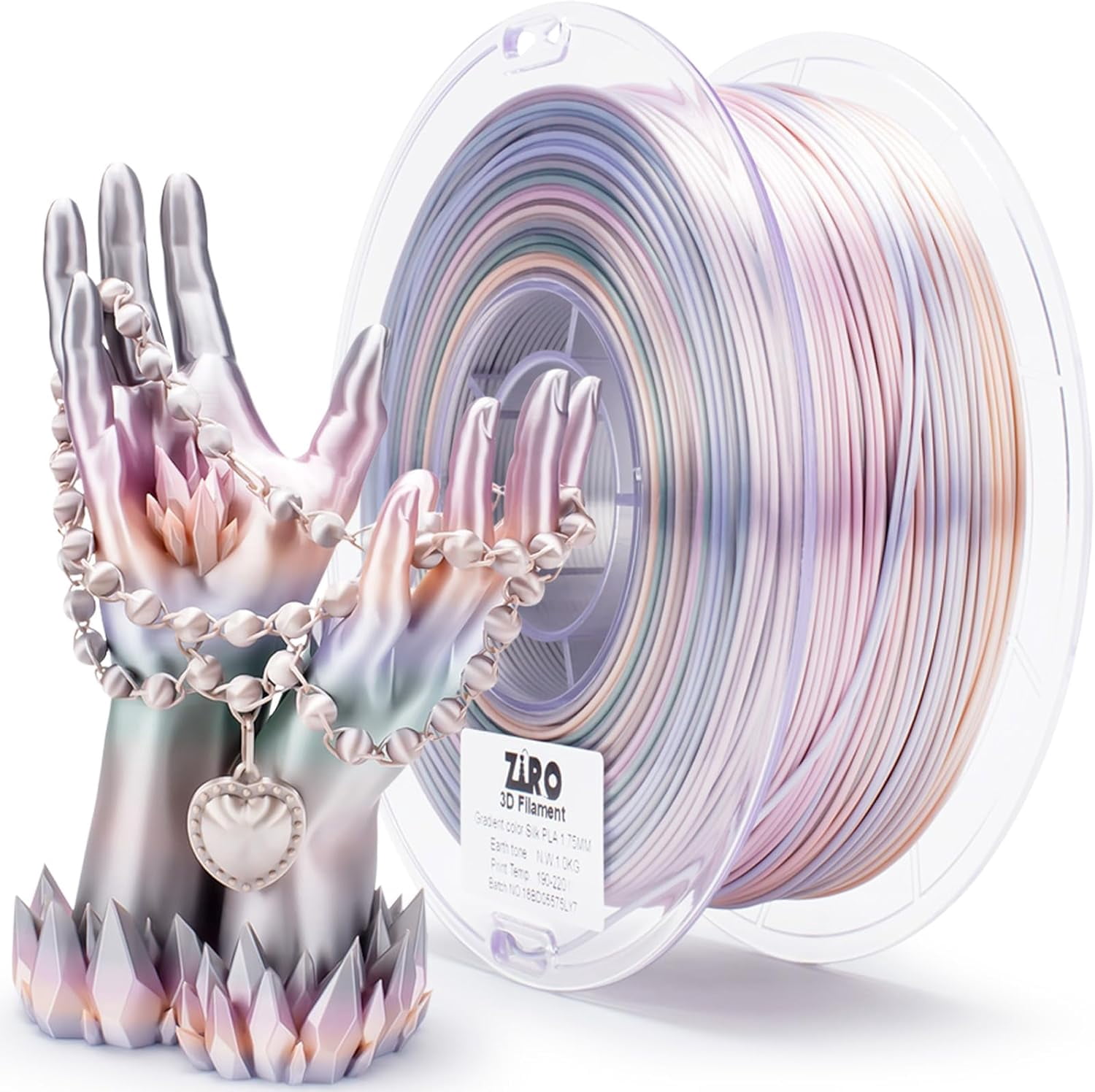 3D Printer Filament, Shiny PLA Fast Gradient Color Change, Glossy Color Change by Length PLA, Fit Most FDM 3D Printers, Dimensional Accuracy +/-0.03mm, 1KG/2.2lb Spool, Earth Tone(Silk)