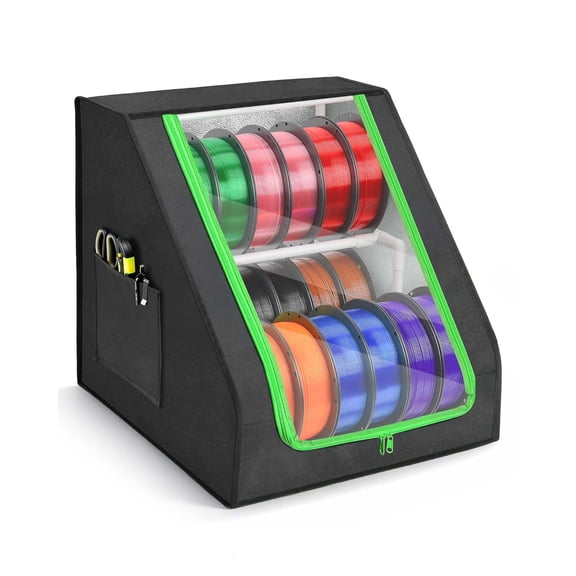3D Printer Filament Storage Box Holds Up to 21 Spools, 2-Tier Filament Rack and Organizer Box with Stable Trapezoid Frame and Pockets