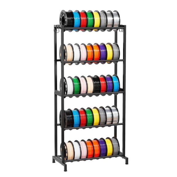 3D Printer Filament Storage Rack, 5 Tier Heavy Duty Spool Holder for 3D Printing, Carbon Steel Shelves for PLA, ABS, PETG, TPU, Silk Filaments - Workshop, Home, Studio