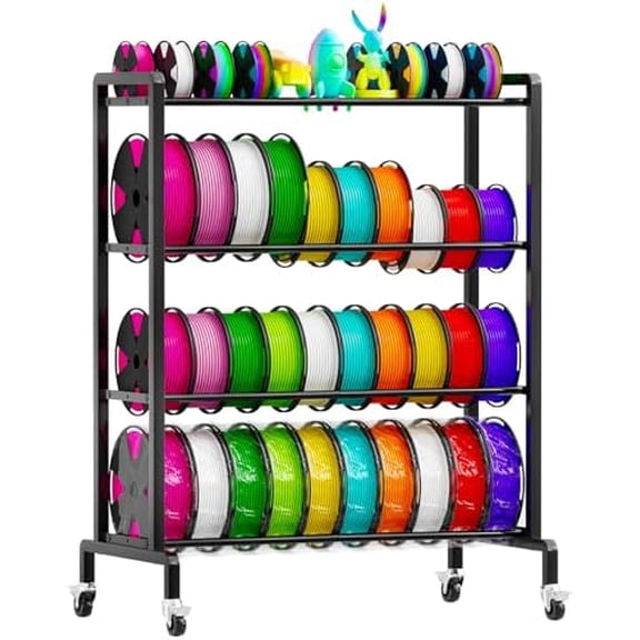 3D Printer Filament Storage Rack - Filament Rack with Wheels/3D Printing Stand Filament Shelf for Organization/4-Tier Heavy Duty Metal Rolling Cart Spool Holder, Large Capacity for Studio Lab Home$$