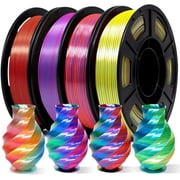 3D Printer Filament Triple Color Silk PLA Filament 1.75mm, 3D Printing Filament Bundle,tri Color 250g*4 Pack-B, 250g X 4 Pack