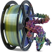 3D Printer Filament Triple Color Silk PLA Filament 1.75mm, 3D Printing Filament Coextrusion Rainbow Filament with Silk PLA