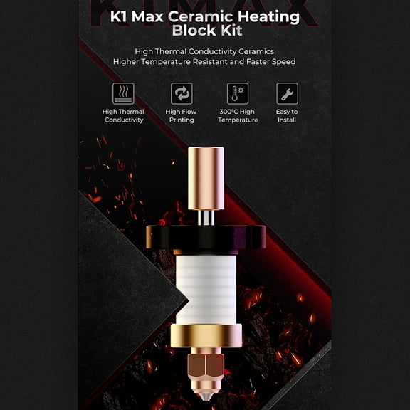 3D Printer Heating Block Printer K1 Ceramic Heating Block Kit with 60W Ceramic Heating Power Great Thermal Conductivity and Smooth Filament Feeding for High Speed Printing for