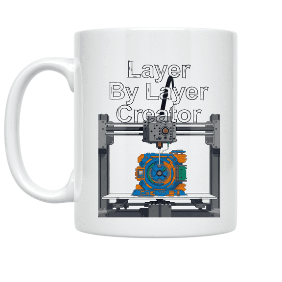 3D Printer Layer By Layer Design - 3D Printing Enthusiast - 11 oz Ceramic Coffee Mug