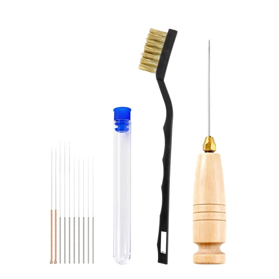 3D Printer Nozzle Maintenance Kit,3D Printer Nozzle Cleaning Kit Includes Handle Cleaning Needle,Diameter 1.6mm,10 Stainless Steel Nozzles Cleaning Needles with Storage Box,Copper Wire Brush