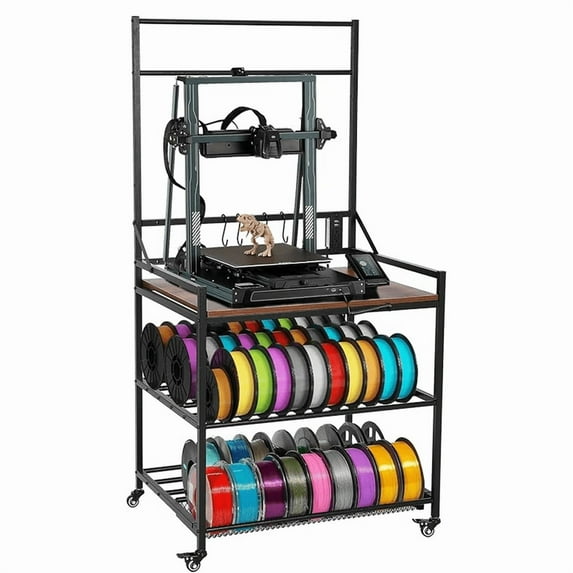 3D Printer Rack Filaments Storage - Rolling 3d Printing Stand Filament Organizer, Spools Holder Racks Cart with Wheels, Heavy Duty Shelf Hold Spool PLA, ABS, PETG for Garage Office Workshop