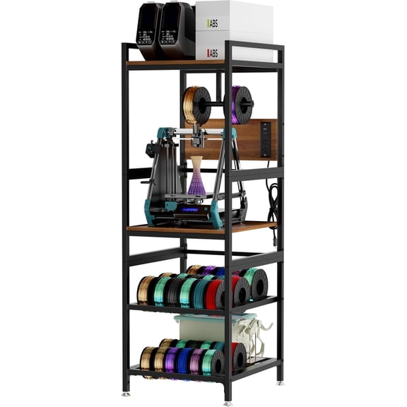 3D Printer Stand Open Frame Workstation with Filament Storage Heavy-Duty Metal Frame Built-in Power Panel