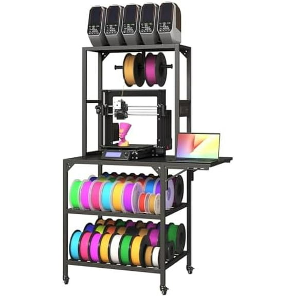 3D Printer Stand, Heavy Duty 3D Printer Table Stand with Filament Storage Rack, T-Shaped Spools Holder Rack with Wheels,3D Printer Workbench for 3D Printing Studio, Home Office Workshop$$Office