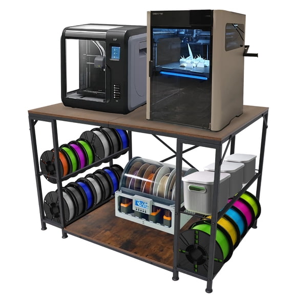 Large 3D Printer Stand, 3D Printer Filament Storage Rack for Home Office, 2-Tier Under Desk 3D Printer Table Desk with Filament Storage for Printer Accessories Garage Workshop Studio 