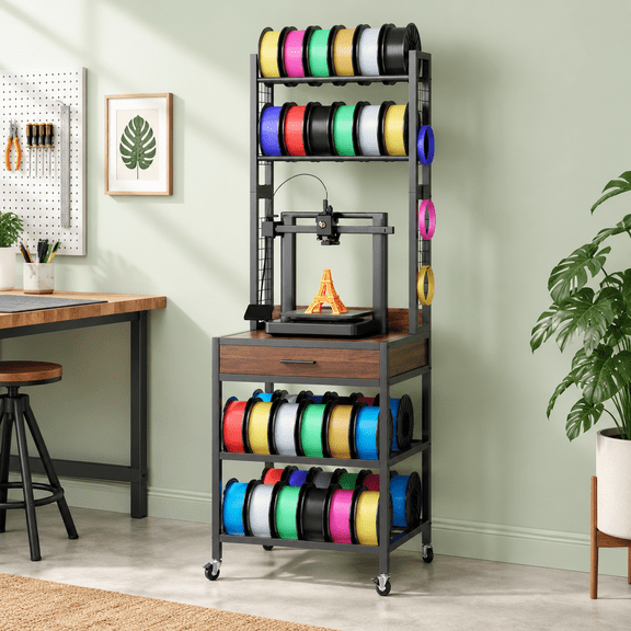 3D Printer Stand with Storage, 23.62" x 23.62" Desktop Mobile Printer Table