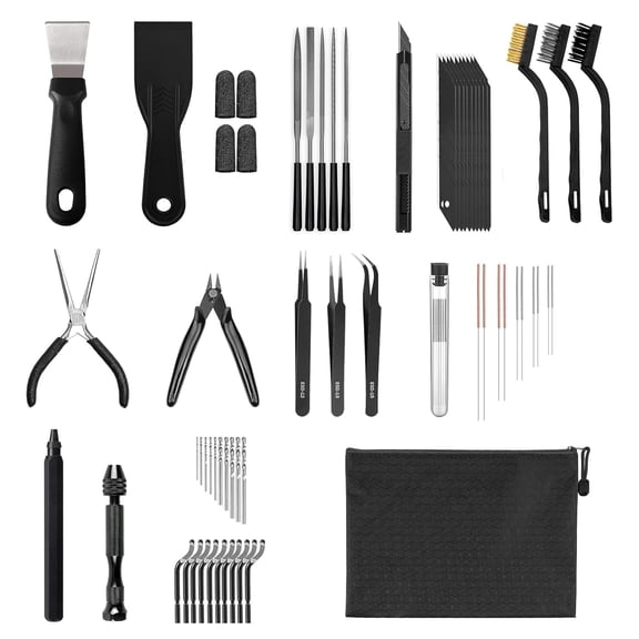 3D Printer Tools, 3D Printing Tool Kit Including Deburring Tool, Nozzle Cleaning Tools, Metal Files, Brushes, Hand Drill, Wire Cutter, Tweezers for Print Removing and Cleaning