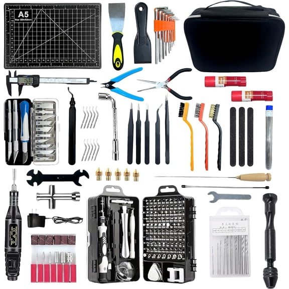 3D Printer Tools Kit,214 PCS 3D Printing Accessory Tools Kit with Password Lock Storage Bag,3D Printer Accessory Including Removing Tools,Cleaning Tools,Preprocessing Tools,Finishing Tools