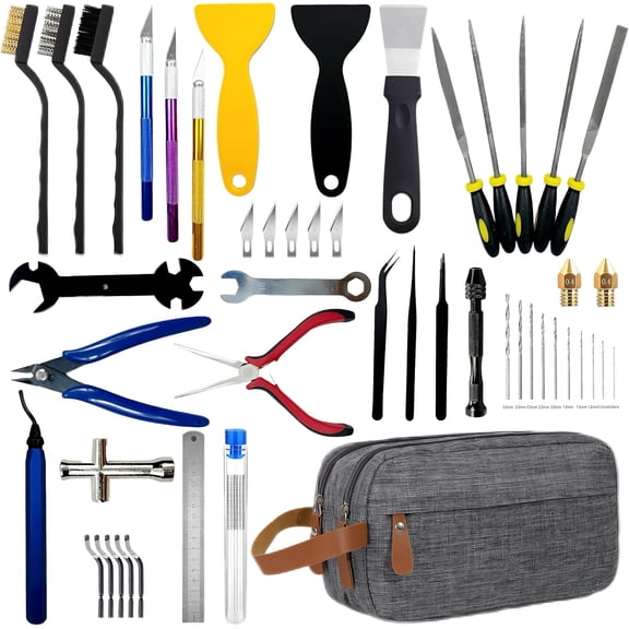 3D Printer Tools Kit,58 PCS 3D Printing Accessory Tools Kit with Storage Bag,3D Printer Accessory Including Removing Tools,Cleaning Tools,Preprocessing Tools,Finishing Tools