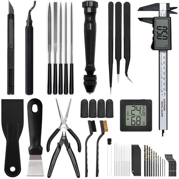 3D Printer Tools Kit, Quality Printing Tool Kit for Model Measuring/Finishing/Deburring/Drilling, Accessories All FDM/SLA Printers Removing Support, Cutting Filament