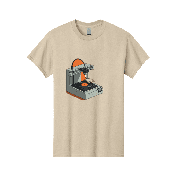 3D-Printer-Vinyl-Record Mens Graphic Tee, 100% Cotton, Casual Summer Wear BAA049