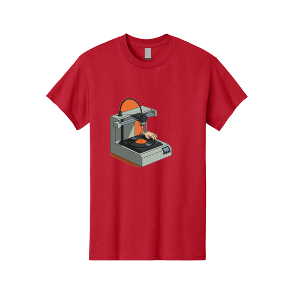 3D-Printer-Vinyl-Record Mens Graphic Tee, 100% Cotton, Casual Summer Wear BAA049