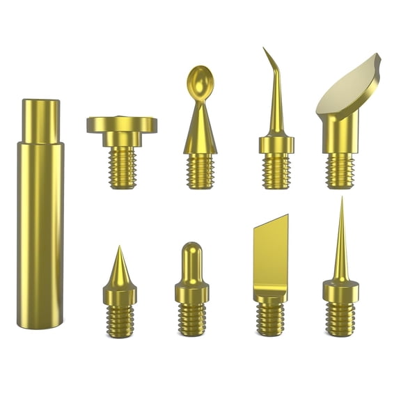 3D Printing Accessories Prints Finished Brass Trimming Head: 8Pcs Trimmer Head with 1Pcs Connector Threaded Mating Design Compatible Standard 936 Universal Soldering Iron Tip Bczamd