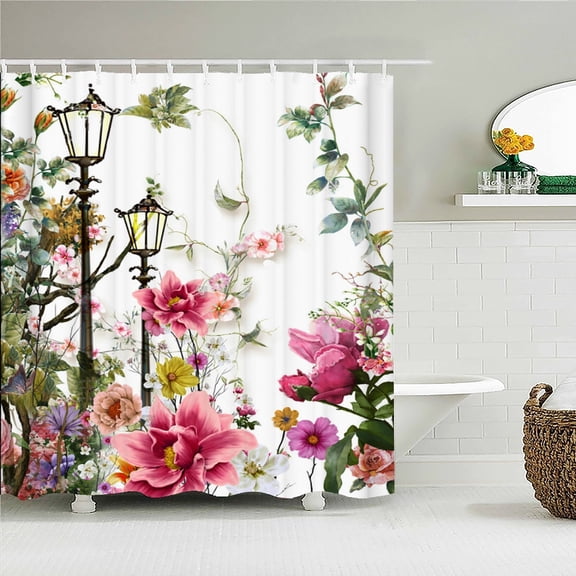 3D Printing Beautiful Flowers Polyester Fabric Shower Curtains Bathroom Decor Shower Curtain landscape Waterproof Bath Screen
