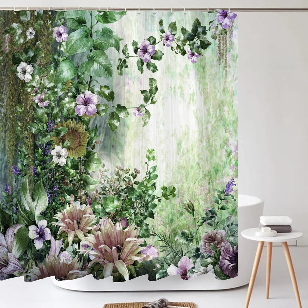 3D Printing Beautiful Flowers Polyester Fabric Shower Curtains Bathroom ...