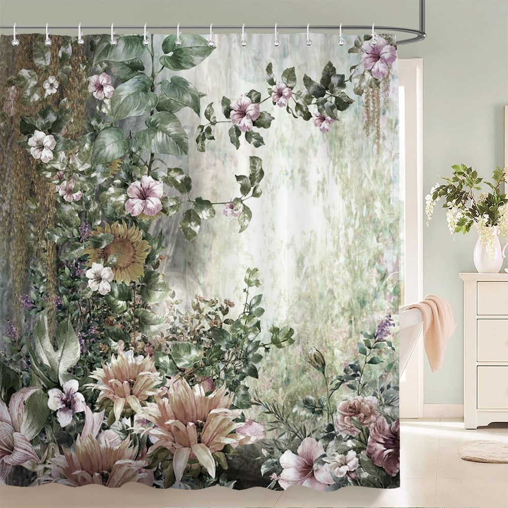3D Printing Beautiful Flowers Polyester Fabric Shower Curtains Bathroom ...