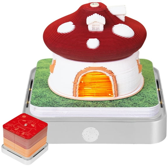 3D Printing Calendar with LED Light Time Piece Calendar Mushroom with Acrylic Protective Case DIY Desk Calendar Creative Time Piece Calendar Mushroom for Christmas Housewarming Desktop Decoration