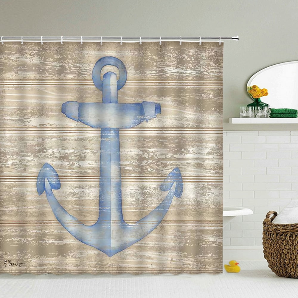 3D Printing Cartoon Nautical Bath Screens Bathroom Shower Curtain Ocean