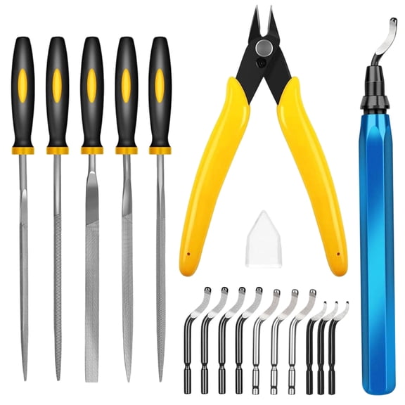 3D Printing Deburring Tool Set with Diamond Needle Files Multi Blades Rotatable Metal Handle for Metal Plastic Resin Trimming