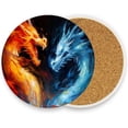 thumbnail image 1 of 3D Printing Dragons Coasters Absorbent Moisture Non-Slip Drink Coaster Ceramic Stone with Cork Base Desktop Protection, 4PCS, 1 of 6