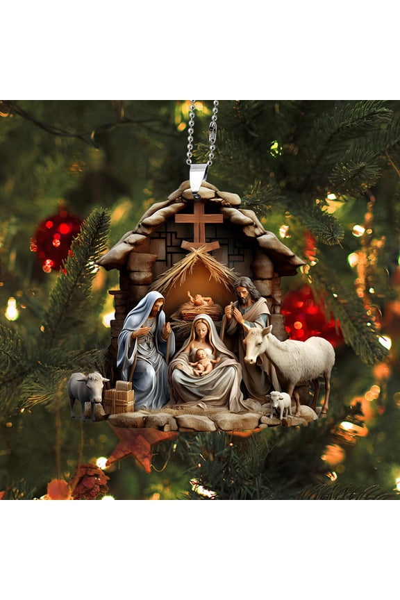 3D Printing Effect Acrylic Keychain, Religious Car Ornament and Rearview Mirror Hanging, Christian Gift for Christmas, Faith-Based Decorative Pendant for Home Or Car, Inspirational Auto Sopatenor