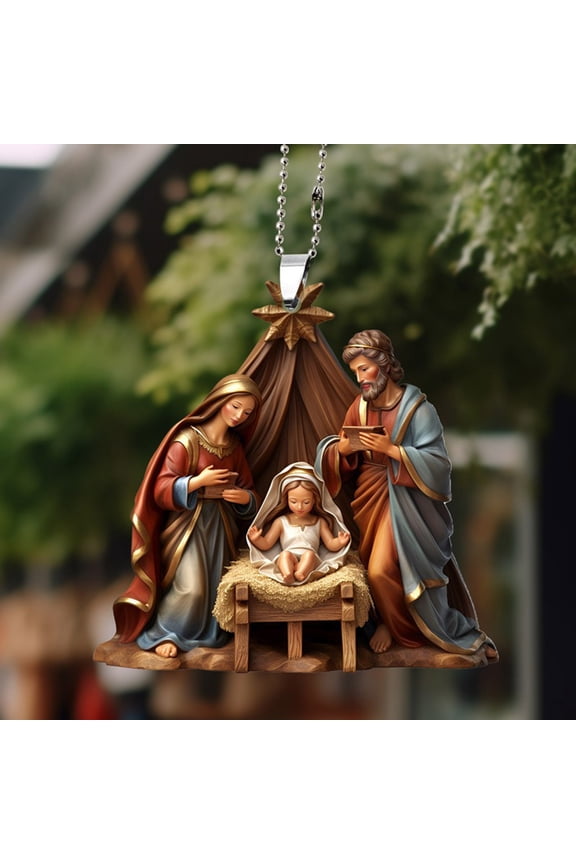 3D Printing Effect Acrylic Keychain, Religious Car Ornament and Rearview Mirror Hanging, Christian Gift for Christmas, Faith-Based Decorative Pendant for Home Or Car, Inspirational Auto Sopatenor