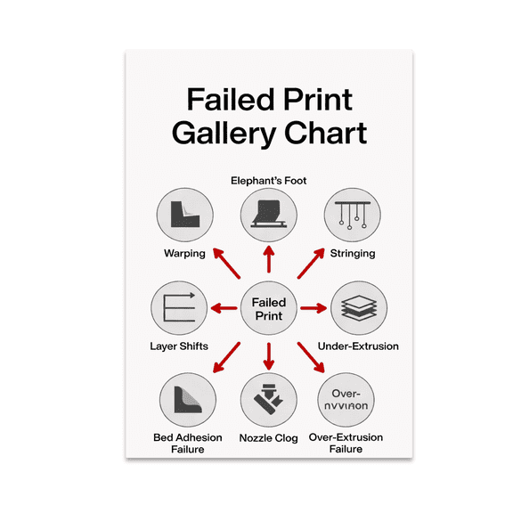 3D Printing Failure Chart - 3D Printing Hobbyist - 13x19 Poster Print