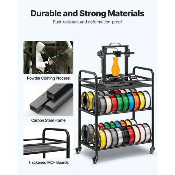 3D Printing Filament Storage Stand  3-Tier Rack for Easy Spool Access & Organization
