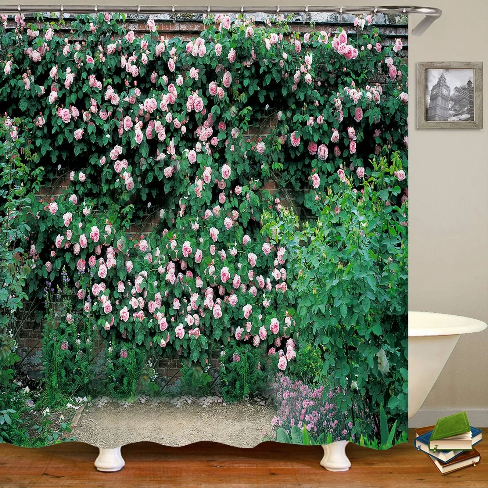 3D Printing Flowers Plant Garden Bathroom Shower Curtain Natural