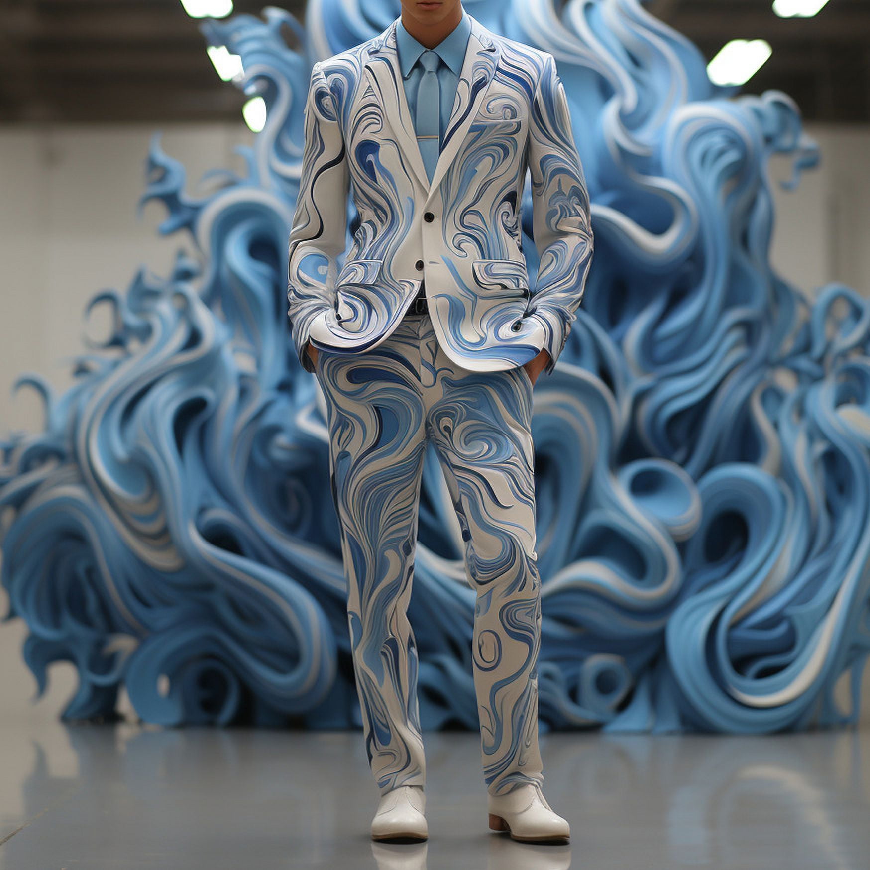 3D Printing Men's Suit Two Piece Wedding Party Dress Jacket With Trousers Multi Color Choice Men