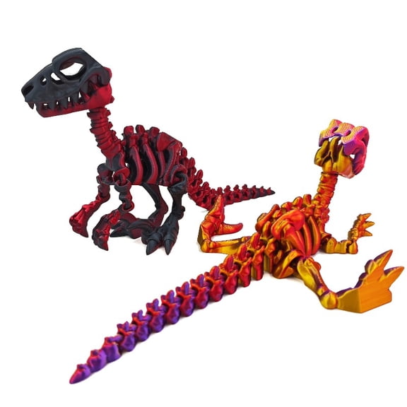 3D Printing Multi-Color Gradient Velociraptor Jurassic Dinosaur Skeleton Model Large Size Skull Velociraptor Action Figure