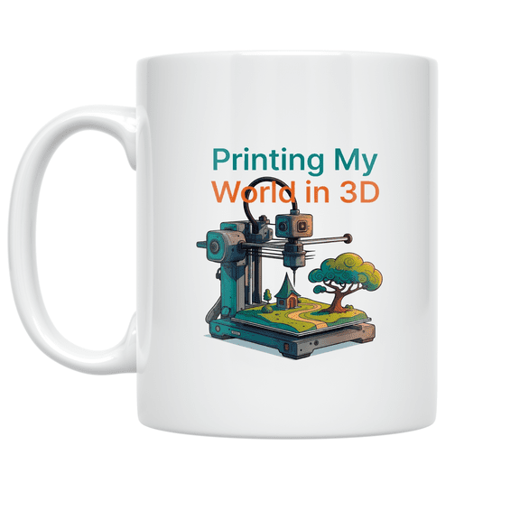 3D Printing My World Design - 3D Printing Enthusiast - 11 oz Ceramic Coffee Mug