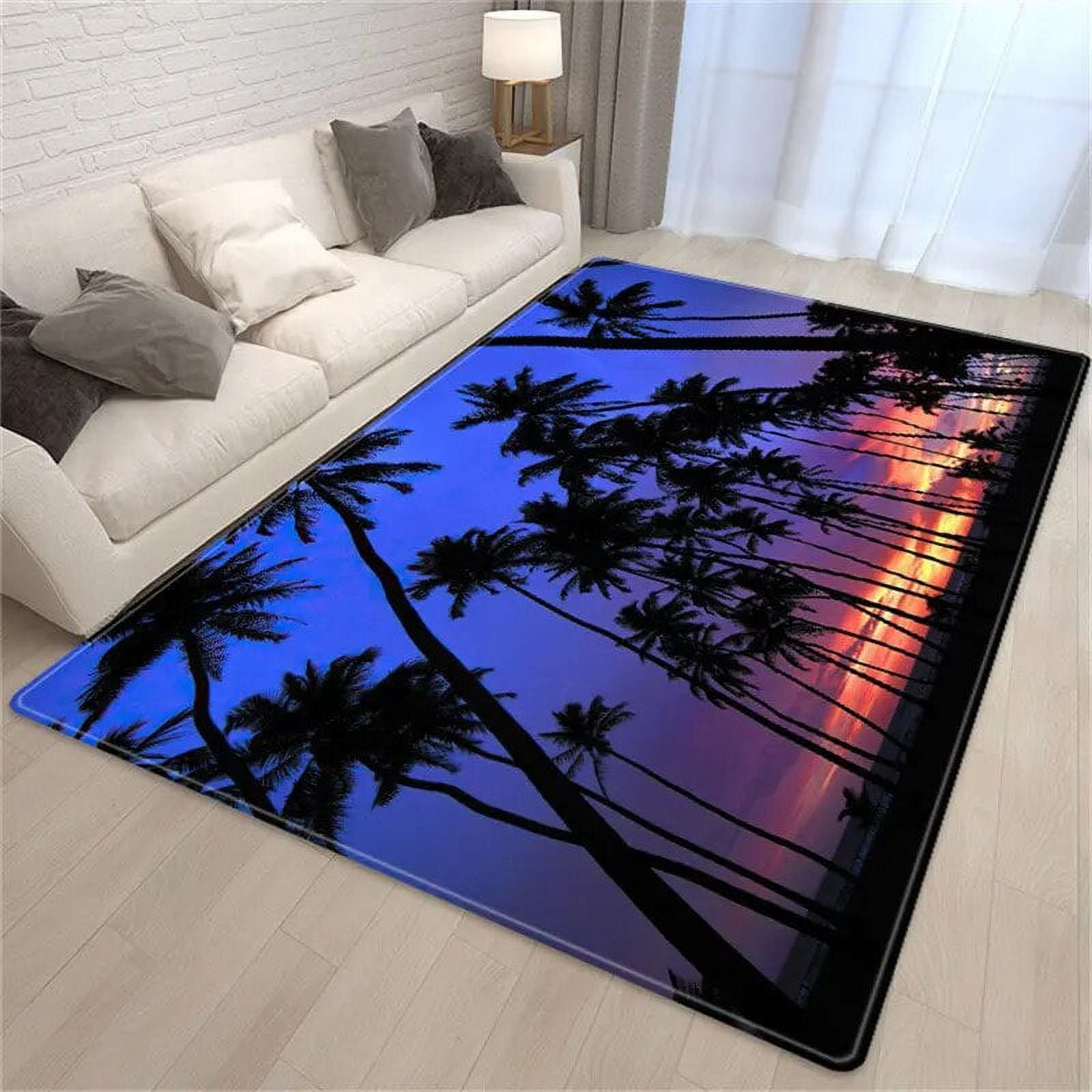 3D Printing Palm Tree Sea Beach Carpet Living Room Sofa Table Rug