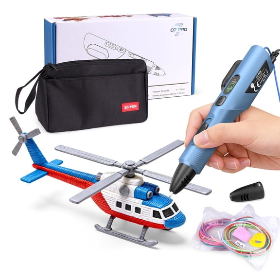 3D Printing Pen Kit, 3D Printer Pen with Adjustable Temperature,Stepless Speed, PLA/ABS Compatible 3D Drawing LCD Display, for Creative Art, DIY Projects,Blue