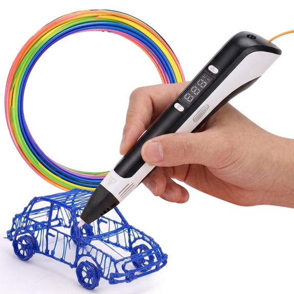 3D Printing Pen Kit, 3D Printer Pen with Auto Sleep & Adjustable Temperature for Creative Doodles, Includes 3 PLA Filament, Finger Guards & Pen Holder