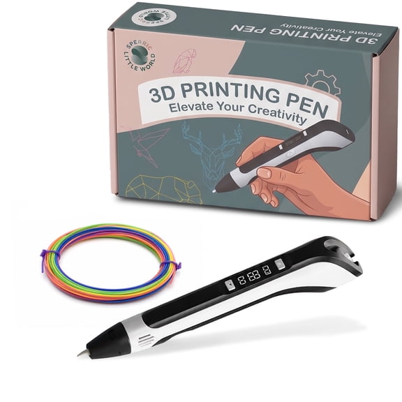 3D Printing Pen Kit, 3D Printer Pen with Auto Sleep & Adjustable Temperature for Creative Doodles, Includes 3 PLA Filament, Finger Guards & Pen Holder