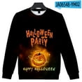 thumbnail image 1 of Happy  Fleece Crewneck Long Sleeve T-Shirt for Men Women, Funny Pumpkin Skeleton Sweatshirts, Pumpkin Graphic Casual Novelty Pullover Tops for, 1 of 2