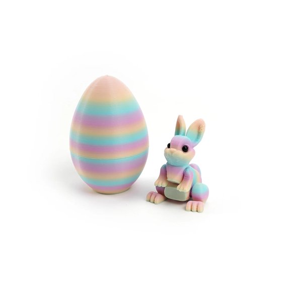 3D Printing Rabbit Easter Egg Figurines Cute Easter Bunny Animal Model Home Desktop Decoration Happy Easter Gift Home Decor