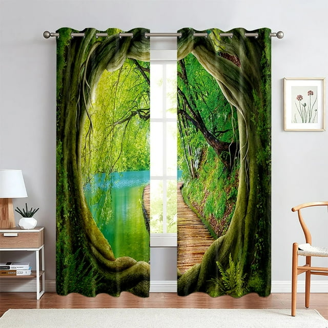 3D Printing Realistic Effect Forest Sea Landscape Window Curtains