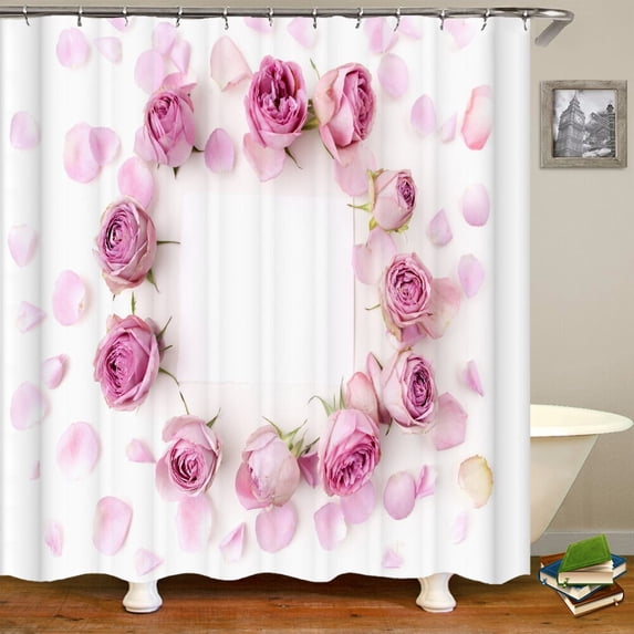 3D Printing Red Rose Flower Shower Curtains Bathroom Curtain with Waterproof Polyester Fabric Home Decoration 180X180cm