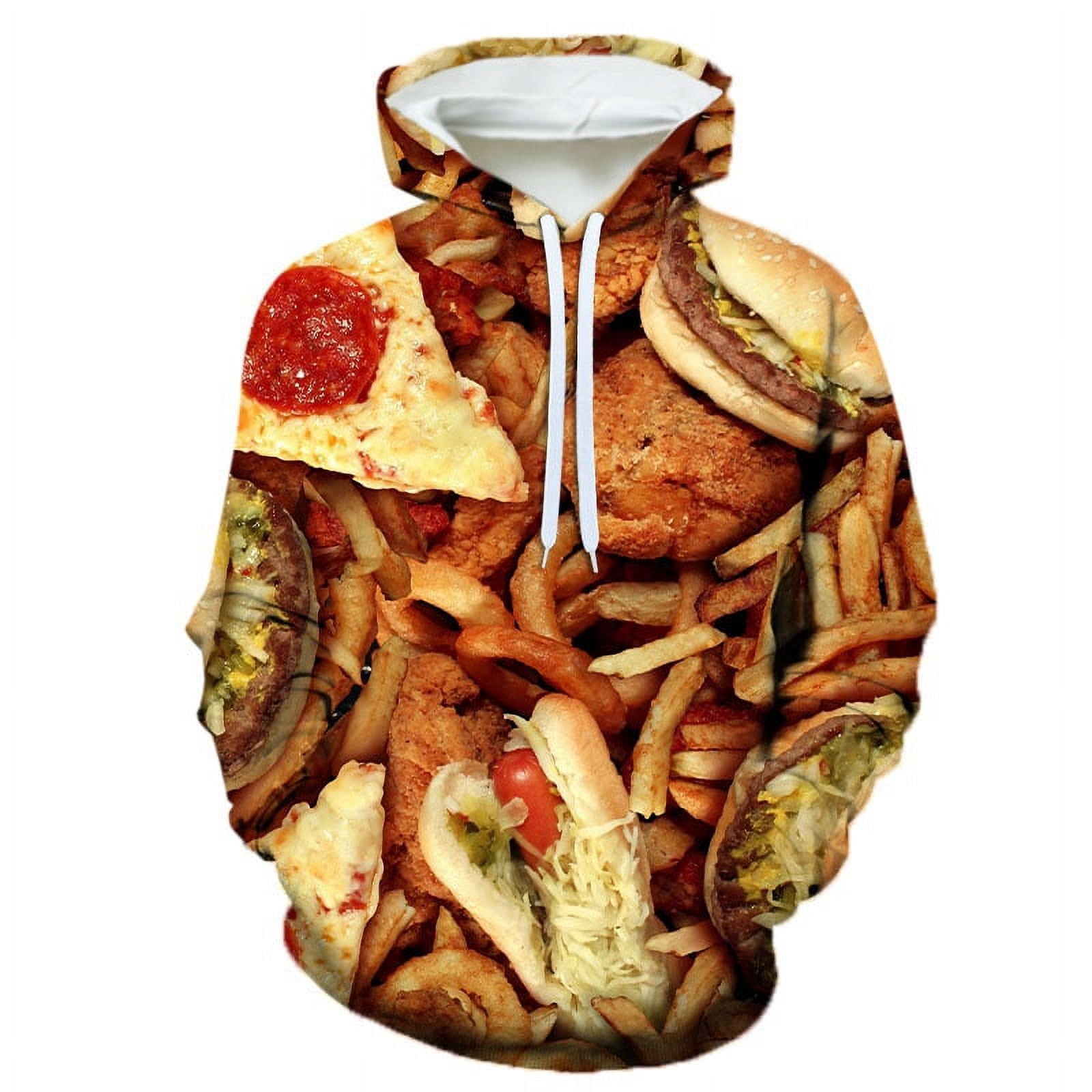 3D Printing Steak Salad French Fries Food Hoodie For Men Long Sleeves ...