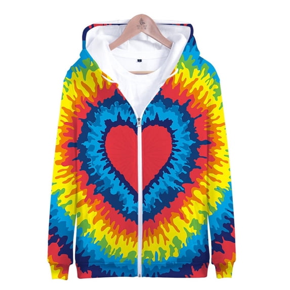3D Printing Tie Dye Zipper Hoodie For Men Women Unisex Sweatshirt Hot Whirlpool Autumn Casual Boys Girls Zipper Streetwear Tops