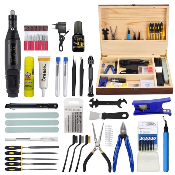 3D Printing Tools Kit, Essential 3D Printer Accessories with Wooden Toolbox | Include Nozzle Cleaning Kit, 3D Print Glue, Lubricant Grease for 3D Printing Maintenance