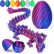 3D Printing Toys - 12" 3D Printed Dragon&Egg Cool 3D Printed Articulated Crystal Dragon Toy for Ages 8+ (Laser Violet)