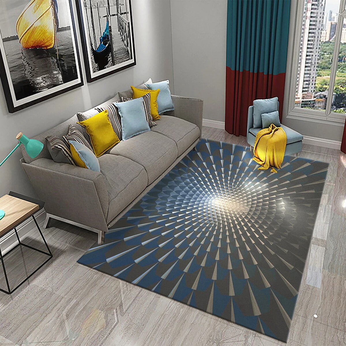 3D Psychedelic Modern Minimalist Geometric Carpet Living Room Big Size