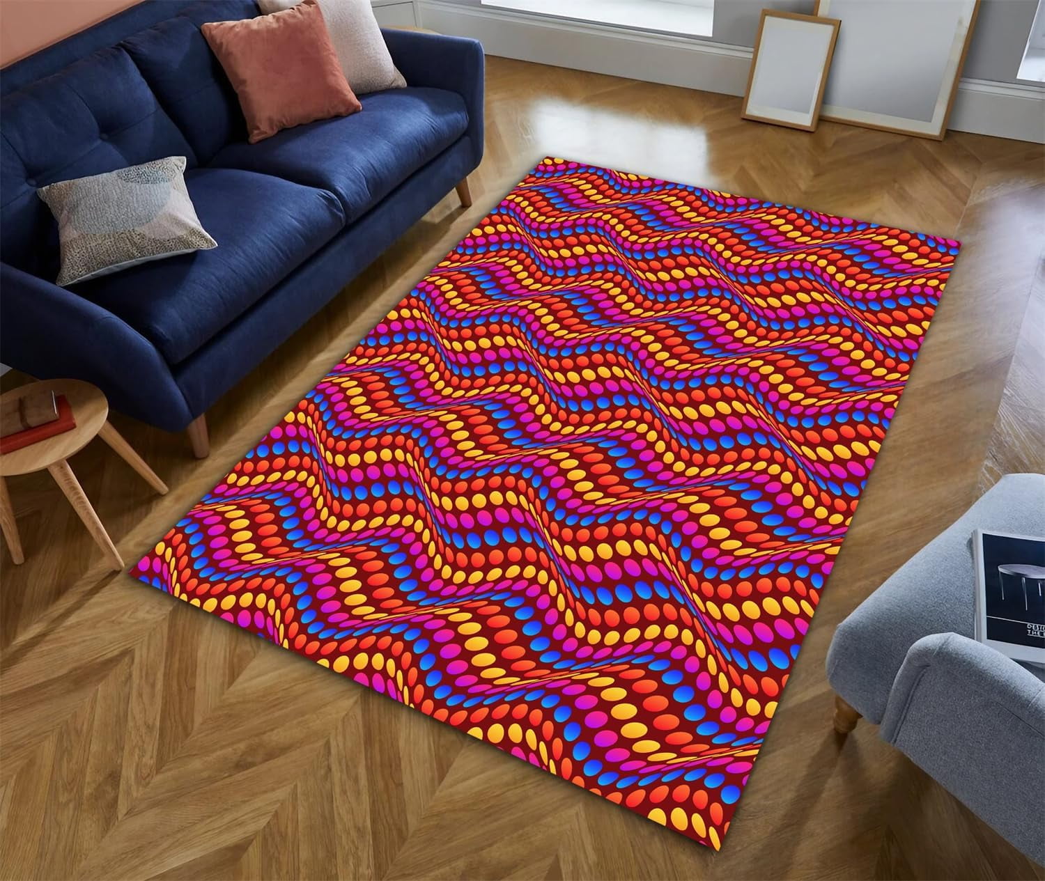 3D Psychedelic Neon Washable Rug - Colorful Trippy,Non-Shedding & Easy ...
